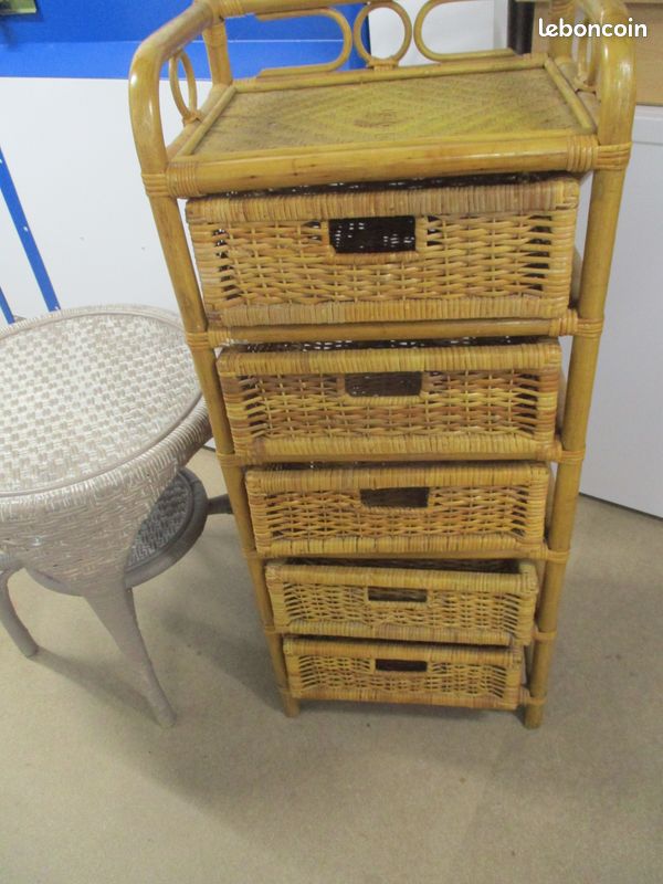 Meuble de rangement rotin avec tiroirs (image 1)