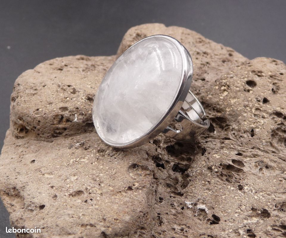 Bague réglable Pierre ovale en Cristal de Roche du Brésil (image 3)