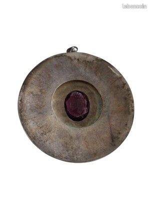Pendentif Ancien Boule Oriental Berbère En Métal Argenté - Vintage 20ème Siècle, Maghreb, Occasion
