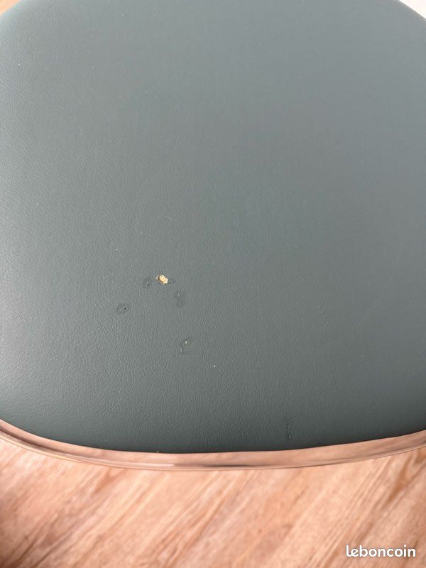 Chaise de bureau en plexis, bois et effet cuir vert sauge (image 3)