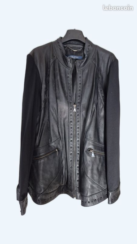 Vends blouson cuir noir femme marina sport (image 1)