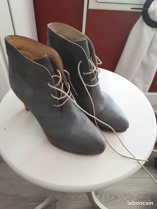 Bottines taille 38 daim bleu/gris (image 1)