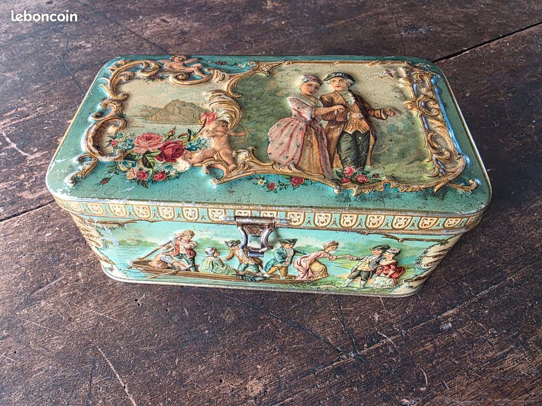 ANCIENNE BOITE A BIJOUX porcelaine "VERITABLE RUSTIQUE" ITALIAN VAL DEL