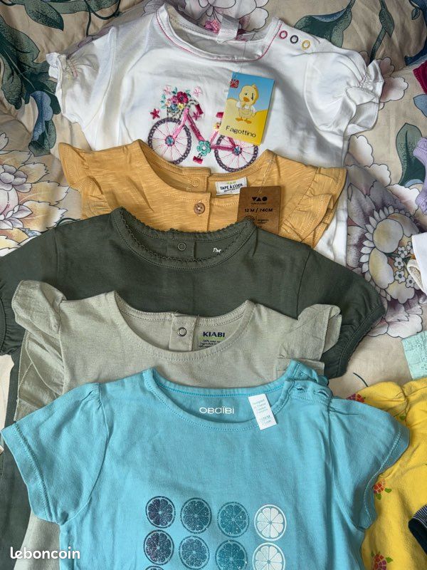 Ensemble T-shirt + Short Pour Fille 12-18 Mois - Occasion Très Bon état, Vêtement Bébé