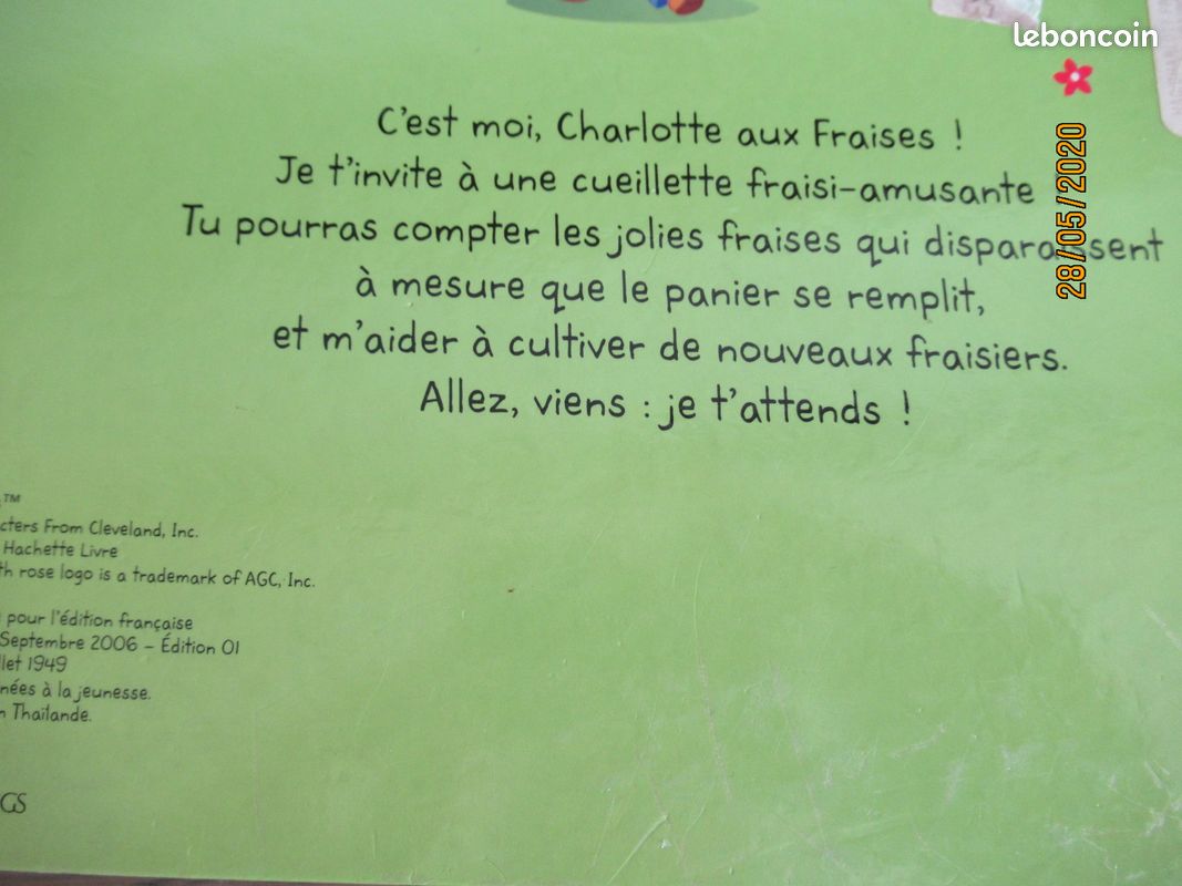 Superbe livre cartonné CHARLOTTE AUX FRAISES TBE (image 7)