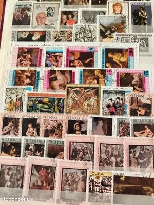 Timbres thématiques ?uvres d?art pays variés oblitérés philatélie (image 1)
