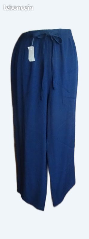 Pantalon femme à cordes à rayures marine neuf collection NY Plus taille 2X
