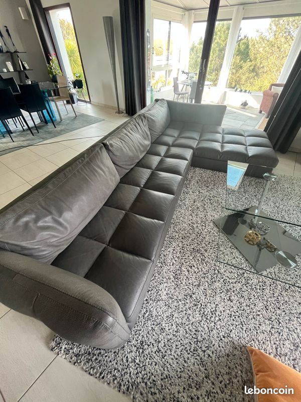 Canapé d'angle Roche Bobois en cuir bufle Canapé d'angle Roche Bobois en cuir bufle