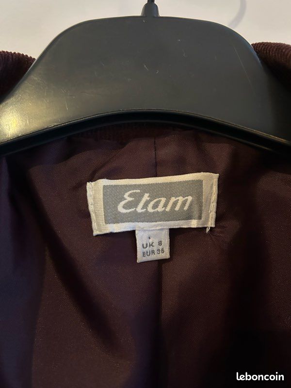 Ensemble velours veste/jupe Etam vintage années 2000 en bon état (image 3)