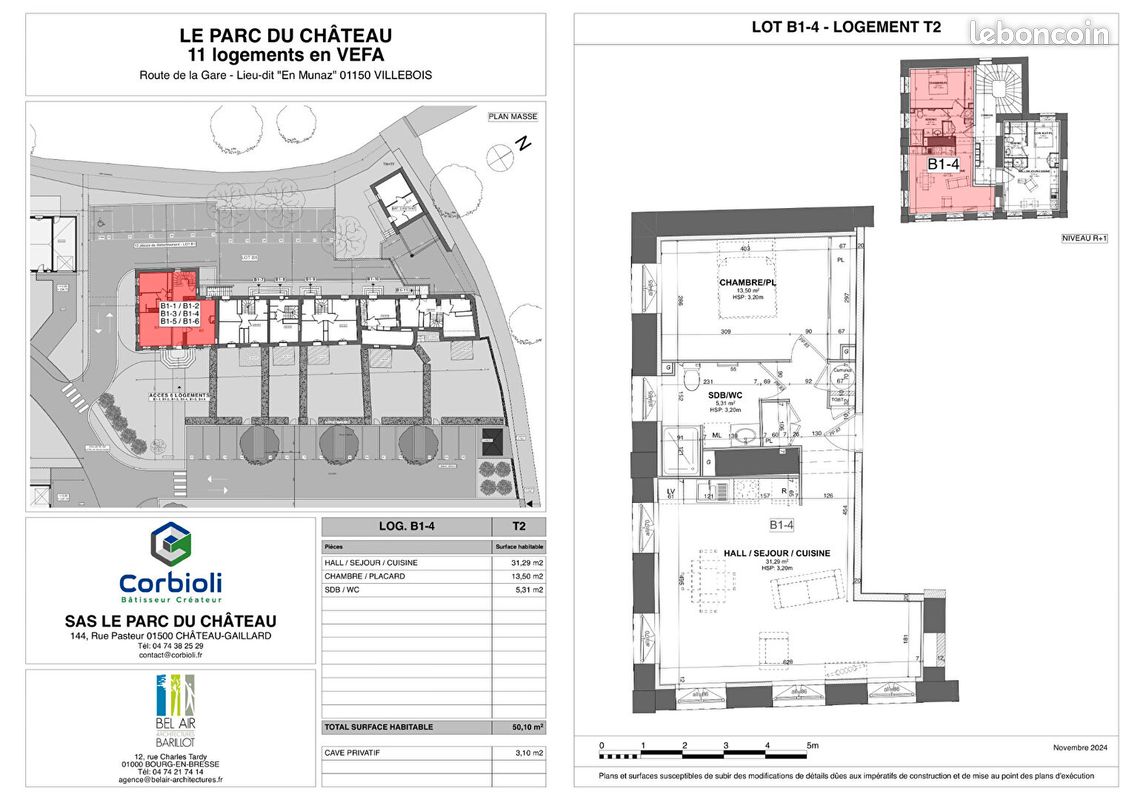 Appartement 2 pièces 50 m² · à Villebois · 50 m² · 408 €/mois