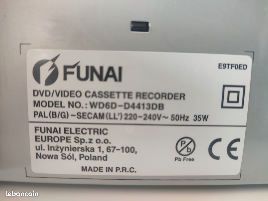 Funai TD6D-D4413DB Lecteur-enregistreur DVD et magnétoscope avec Disque