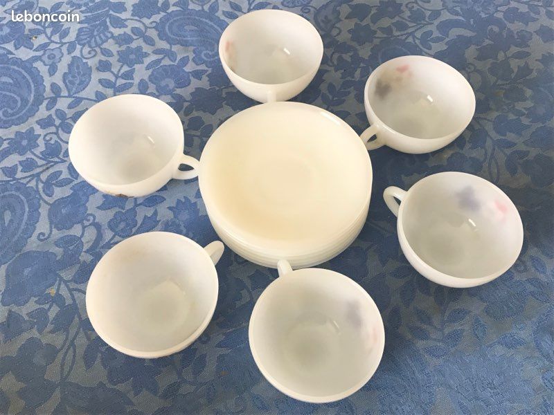 Tasse à café fleurie Arcopal et sa soucoupe modèle Anémone (D'occasion