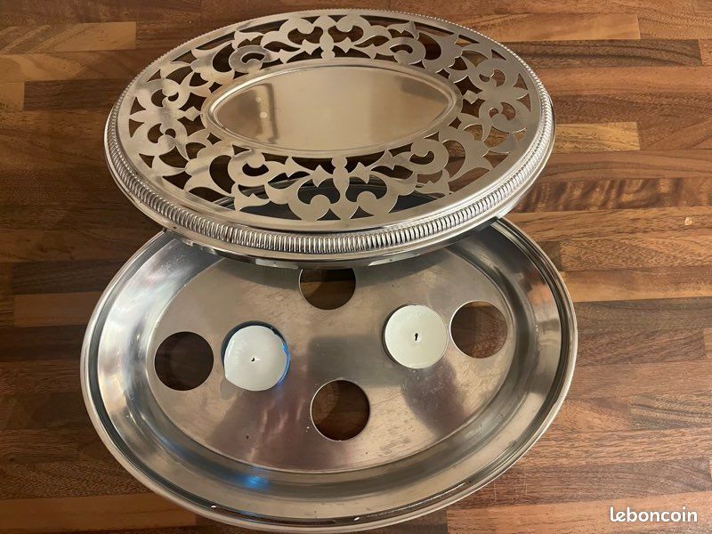 Chauffe-plat Inox Jean Couzon – Argenté, Vintage Avec Sa Boîte Trouée, Idéal Pour Réchaud