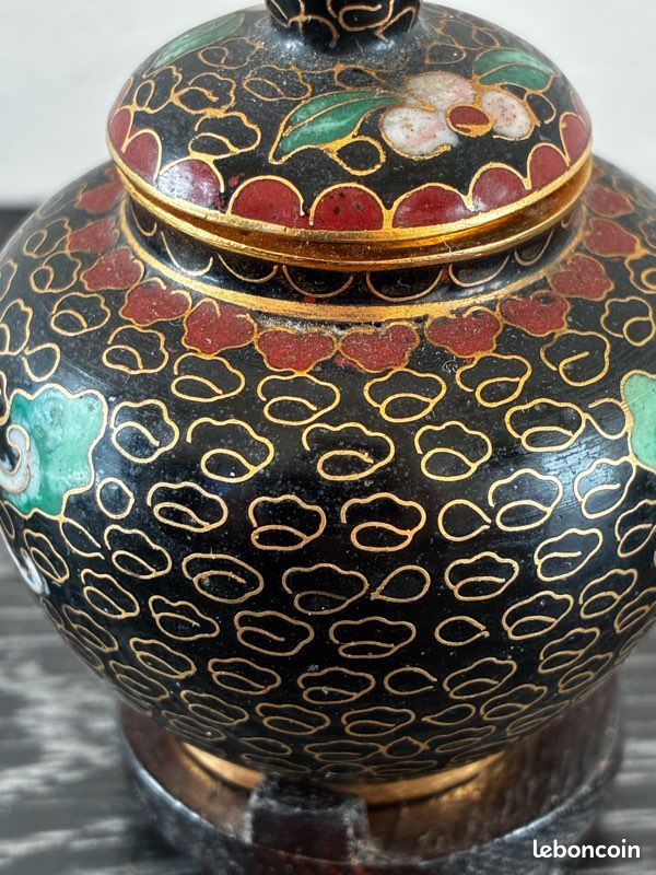 Un petit pot en émail cloisonné Chinois artisanat traditionnel vintage au milieu du XXe siècle décoration (image 5)
