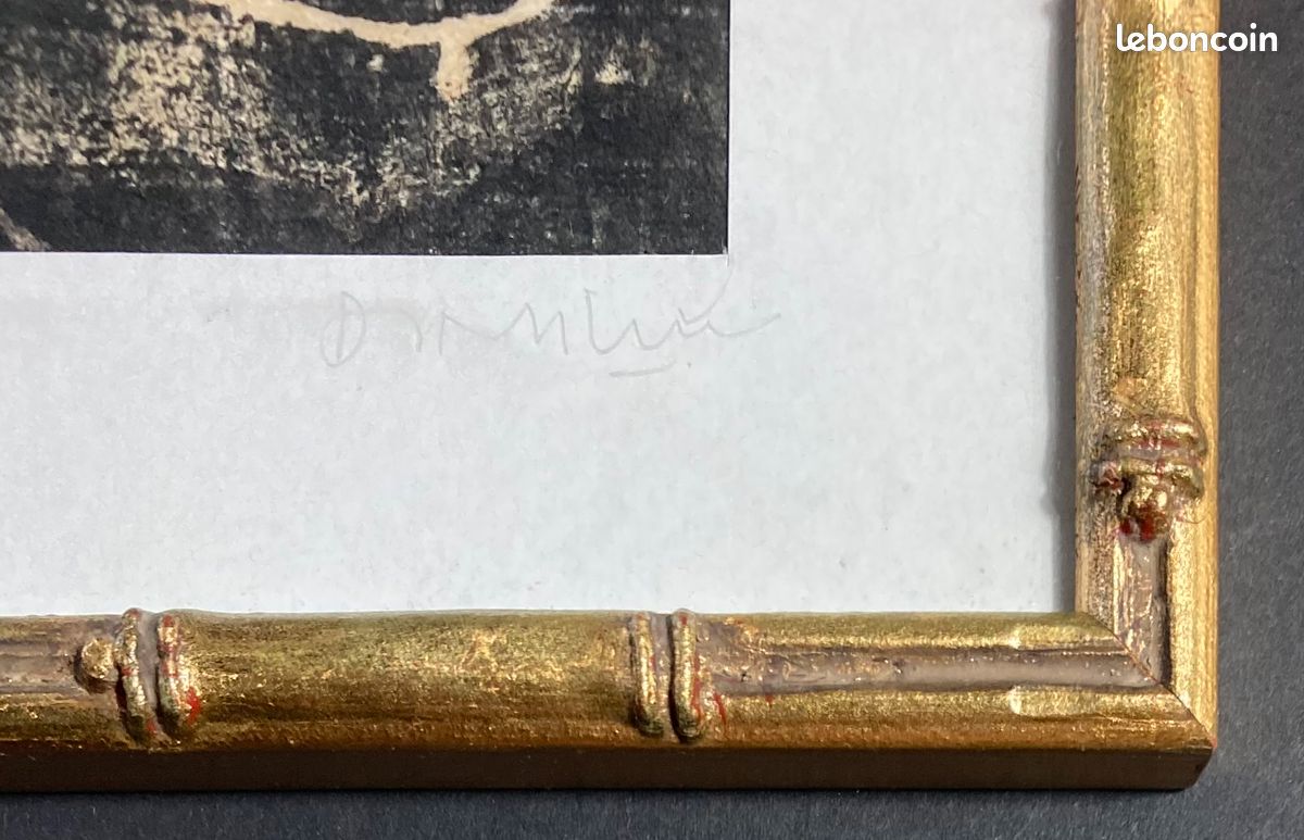 Dinh LUC "Les lutteurs" Gravure sur bois signée (image 2)