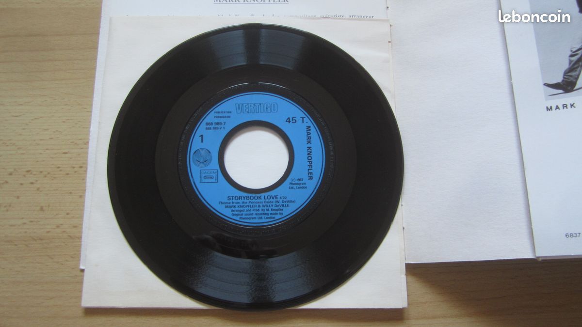 Mark Knopfler (Dire Straits) Storybook Love (Theme From The Princess Bride) 45T vinyle PROMO France 1987 (image 8)