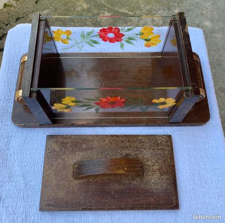 ANCIENNE BOITE EN fer blanc ronde à biscuits ou bonbons déco fleurs
