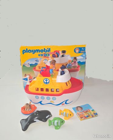 Aquaplay – Bateau à Conteneurs + Transport + 2 Figurines – Accessoire Circuit D'eau – Baignade Et Piscine