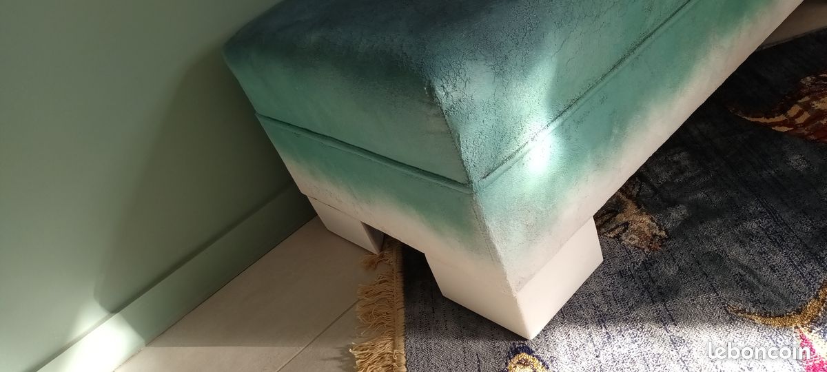✨ Bout de canapé relooké effet cuir vieilli – Pièce unique ✨ (image 2)