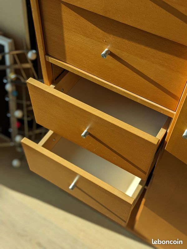 Armoire haute de bureau bois avec étagères (image 8)