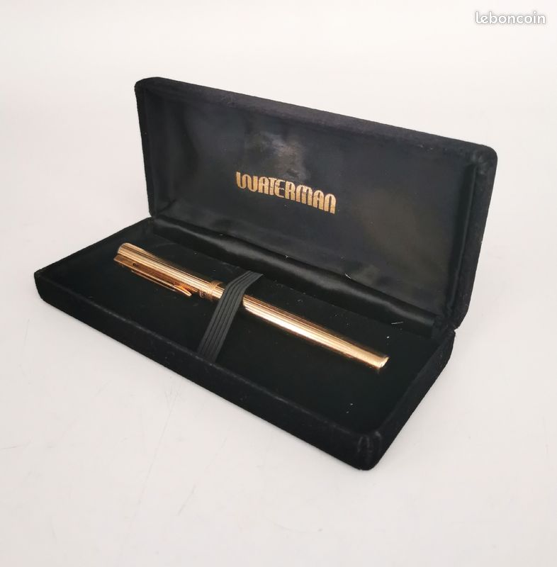 Stylo Plume Ancien Waterman En Métal Doré - Modèle Slim Miniature, Occasion