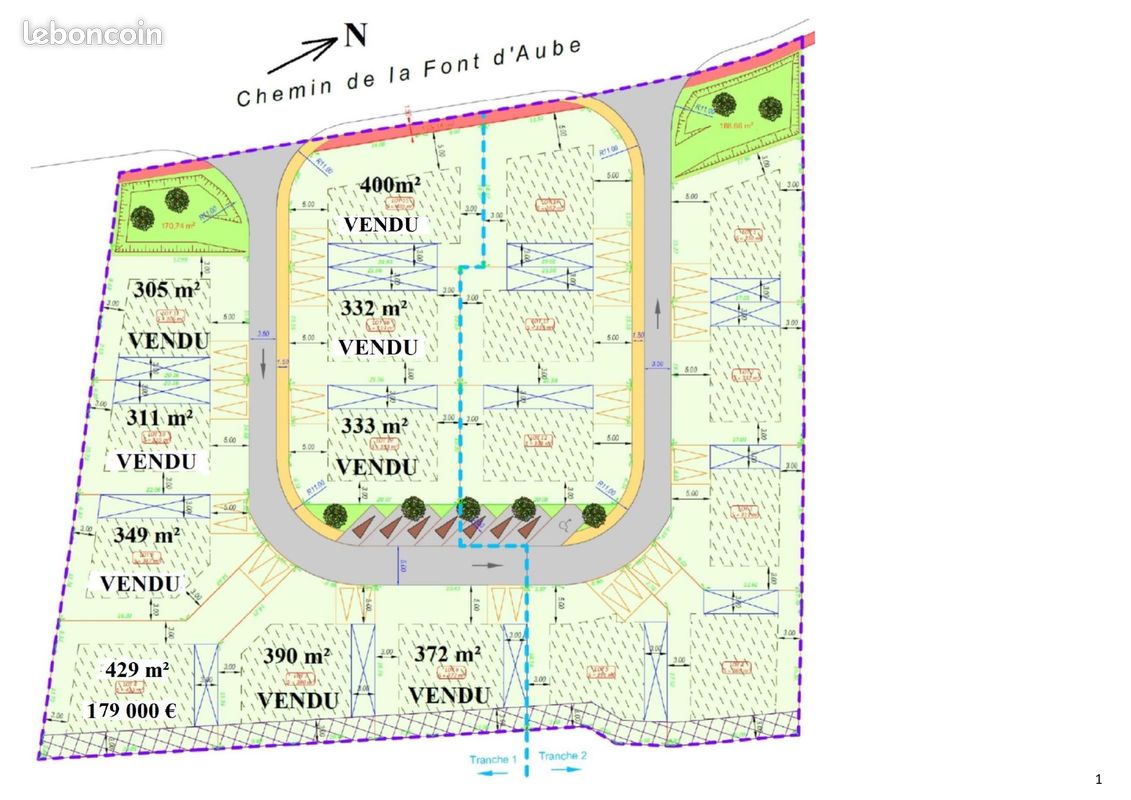 Terrain constructible dans un lotissement proche de la mairie · à Entre-Vignes · 179 000 €
