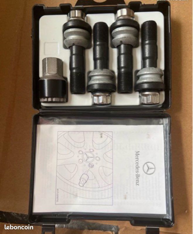 Coffret écrous boulons goujons de sécurité antivol de roue jante Mercedes A0009909719 A0009909819 et AMG GLE GLS SUV coupé W167 V167 C167 2018 2019 2020 2021 2022 2023 2024 2025 neuf original (image 2)