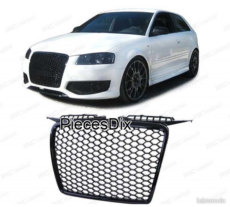 Calandre pour audi a3 8p 0508 look rs3 noir brillant 9l1n Équipement