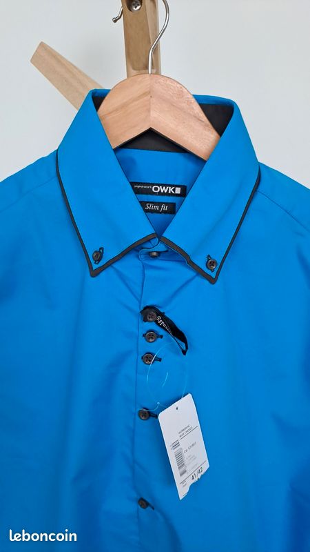 Chemise Homme OWK Bleue Taille 5XL - Occasion En Très Bon état, Col Boutonné Classique