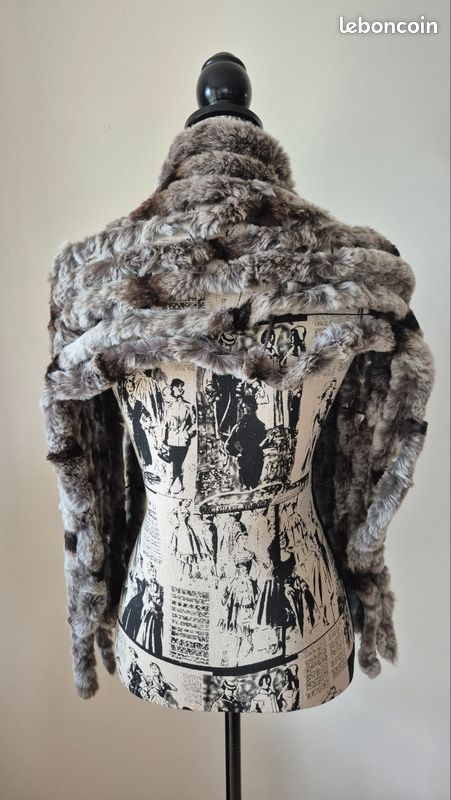 Veste Vintage Fourrure Lapin - Hôtesse JO 1968, Création Chombert, Taille 40, Fait Main France