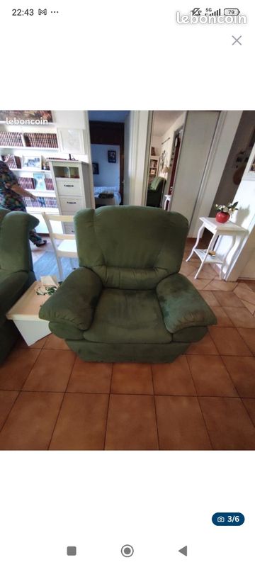 Fauteuil relax électrique vert (image 1)
