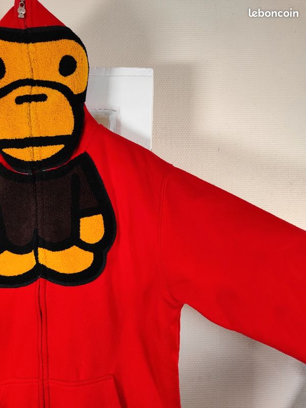 Pull / Sweat rouge - A BATHING APE Feat BABY MILO - taille XL (image 4)