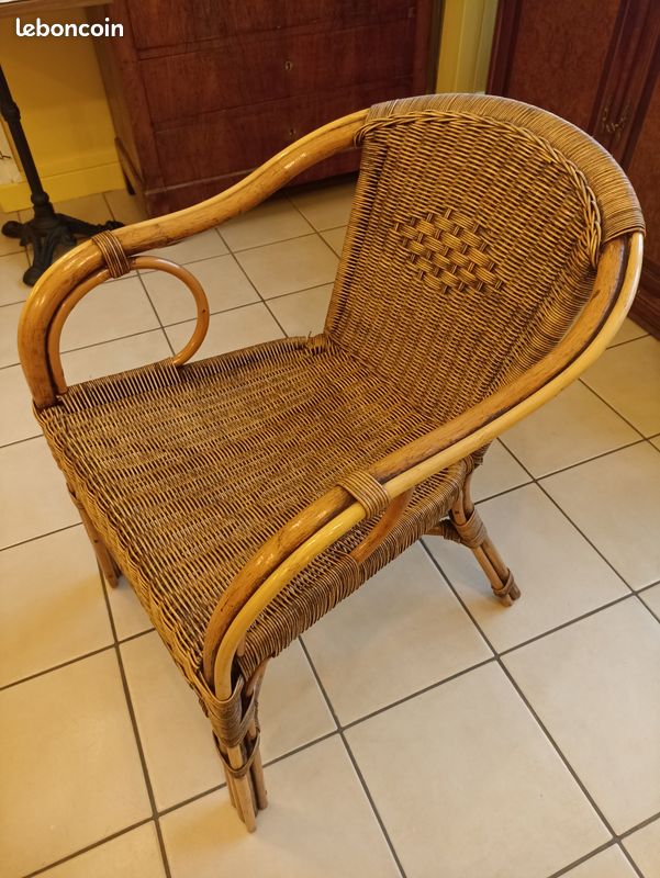 Lot de 4 fauteuils en osier/rotin (image 1)