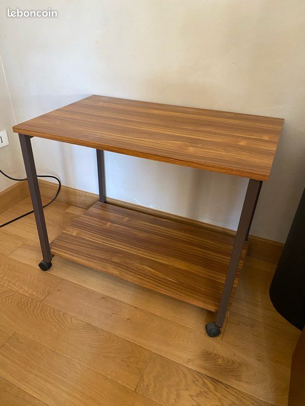 URGENT - Table/meuble bureau à roulettes - bois - très bon état (image 1)