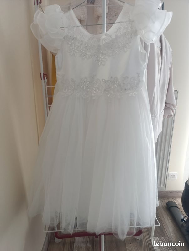 Robe De Communion/baptême Fille Strasburg Taille 5 (5T) - Ivoire/blanc Cassé - Sans Manches - Occasion Très Bon état