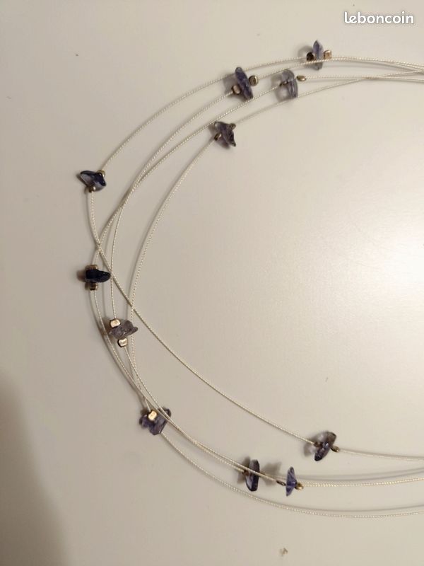 Collier câble argent et pierre semi précieuse améthyste (image 3)