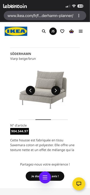 Canapé IKEA söderhamn couleur viarp beige/brun (image 5)