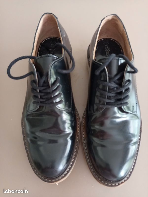 Kickers Oxfork Derbies Femme Noir Taille 37 - Chaussures Ville Confortables En Toile