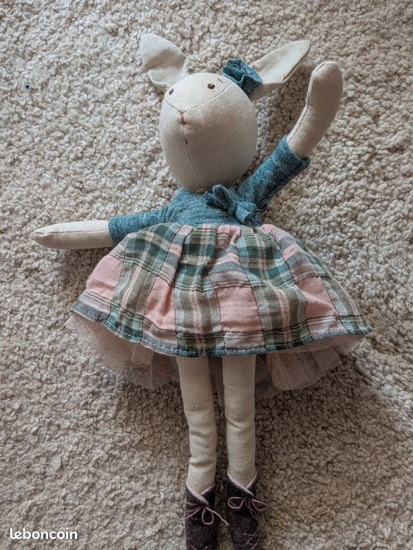 Peluche Petit Lapin Bleu Etat neuf de Moulin Roty La Petite École de Danse (image 1)