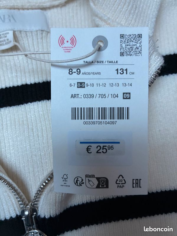 Pull à Capuche Fille Zara - Blanc - Thème Animé - Taille 10 Ans - Très Bon état