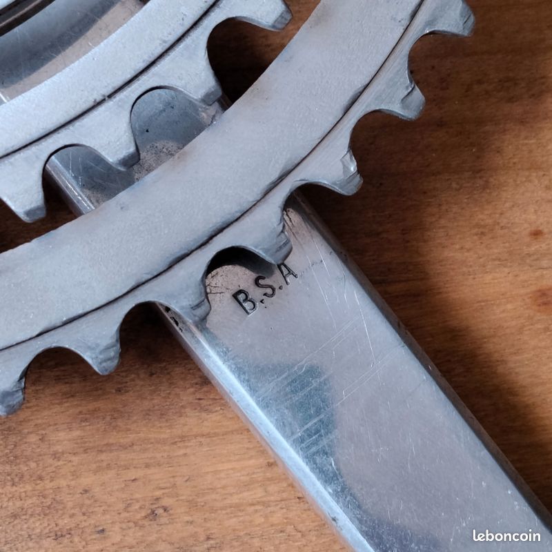 pédalier alu nervar 52-42 dents bon état filetage pédale 9/16 eme
