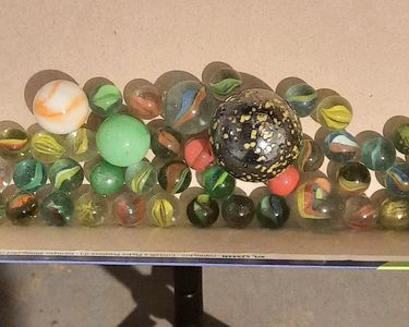 2 Très Grandes Billes Green Turtle En Verre 50 Mm - Billes Décoratives Géantes Vertes