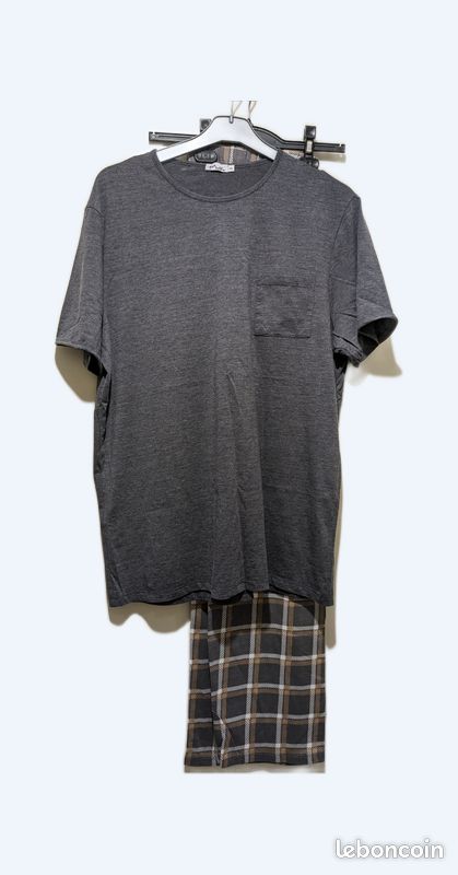 Pyjama homme gris, à carreaux Melba. Taille XXL (image 1)