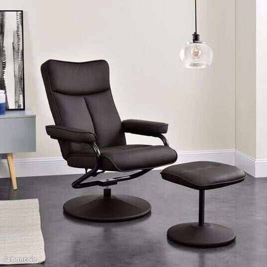 Fauteuil Relaxant Inclinable Similicuir [URL masquée pour votre sécurité] 108 x 79 x 77 cm Marron (image 1)
