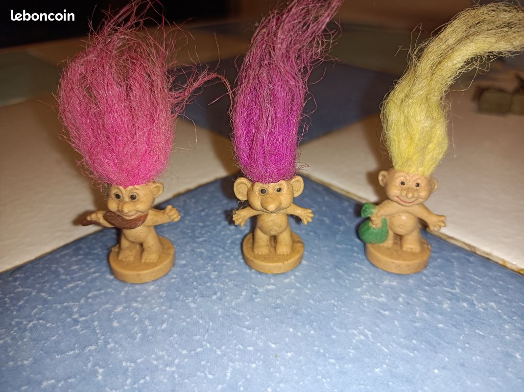 Lot Rare De 4 Dinatrolls – Jouets Vintage Années 90 – Boîte D'origine