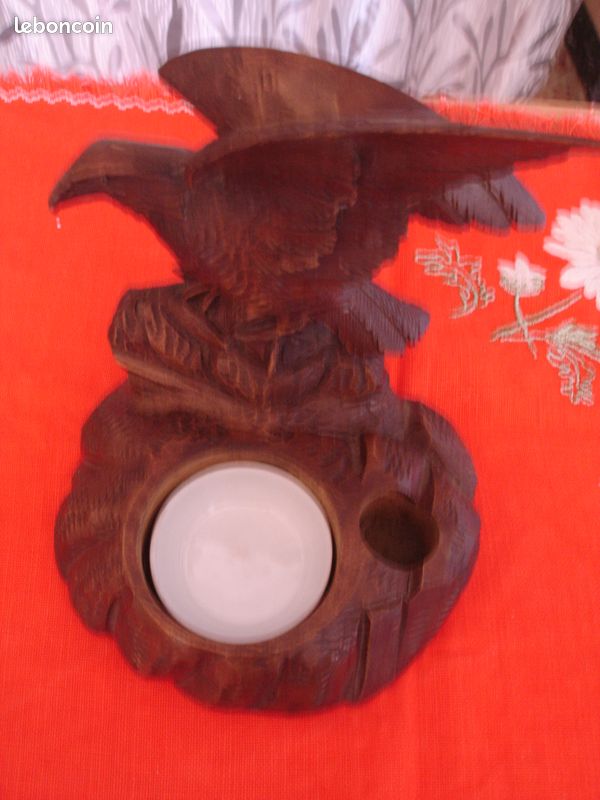 Encrier ancien en bois sculpté (image 2)