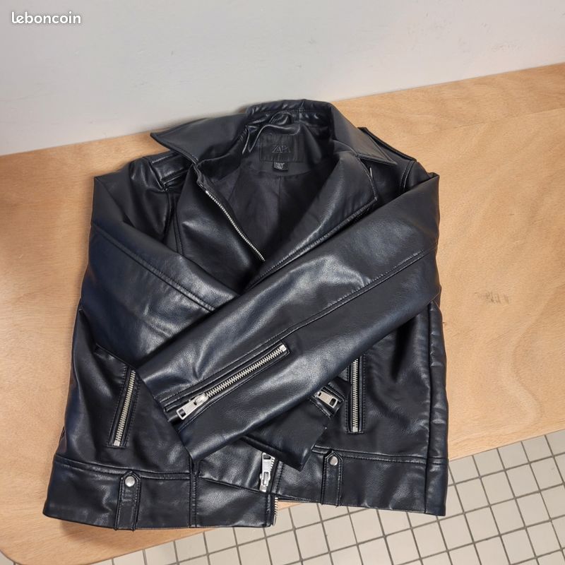 Veste imitation cuir noir fille 140cm (image 5)
