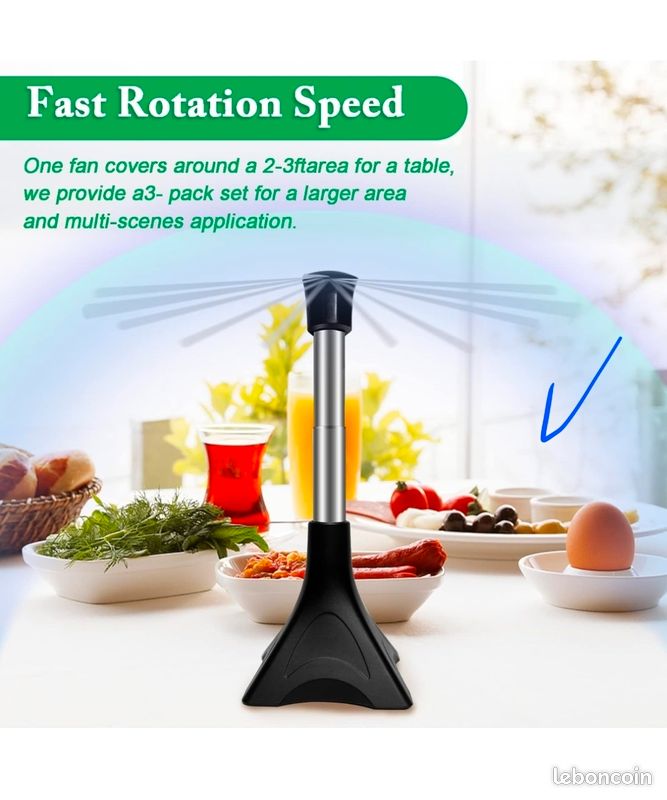 Ventilateur Anti-Mouches De Table - Silencieux Avec Pales Souples Et Sécurité Automatique Pour Intérieur/Extérieur