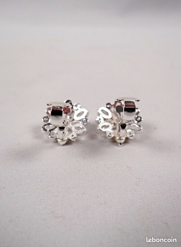 Boucles D'oreilles Clips Vintage - Strass Et Fausses Perles - Bon état