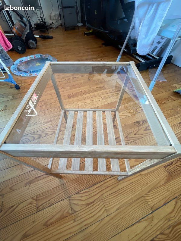 Petite table de salon déco bois et verre (image 5)